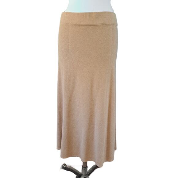 Banana Republic A-line Sweater Knit Midi Skirt Size Medium Camel Tan - Picture 2 of 6